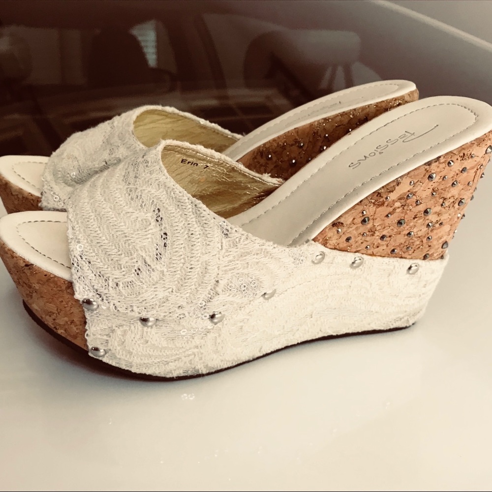 White slip on wedges
